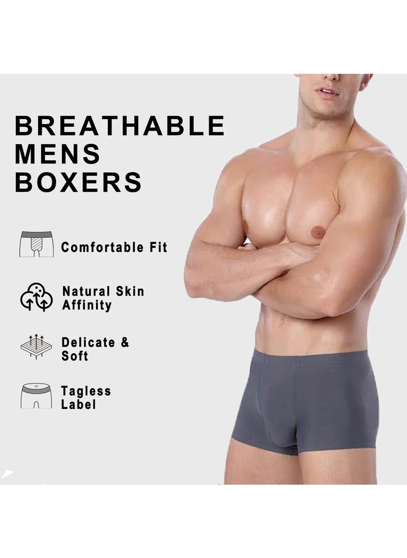 SYOSI - 4 Pack Mens Ice Silk Breathable Underwear Mens Boxer Shorts Multipack Ultra Soft Breathable Boxers for Men Anti Chafing Underwear Trunks Cool Dry Ice Silk Boxer Briefs - Image 1