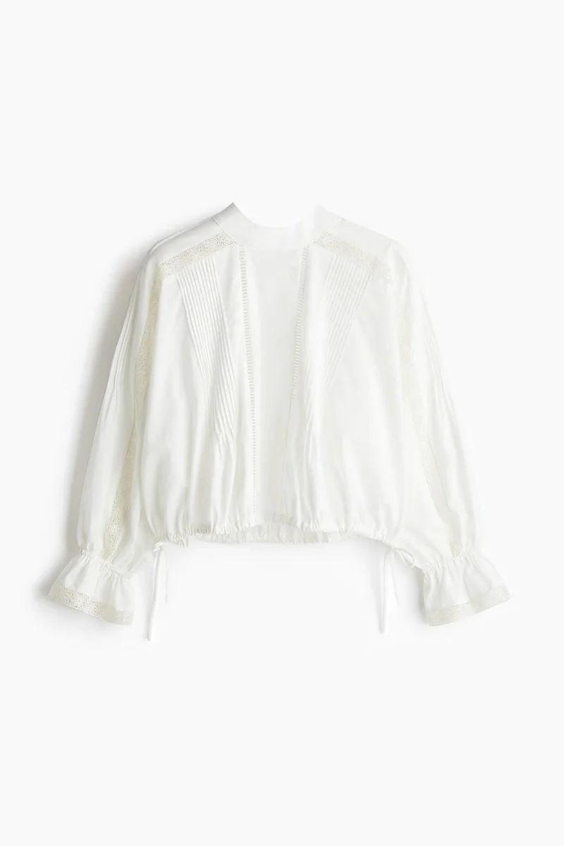 H&M Lace-Inset Cotton Blouse