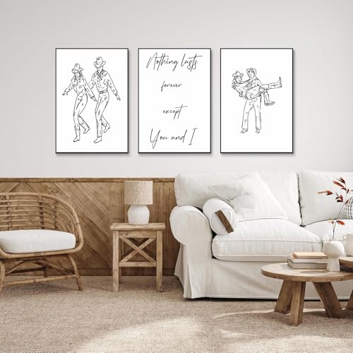 CENDAP 3 Pcs Cowboy Western Wall Art Country Couple Humor Paintings Prints Vintage Black and White Minimalist Line Posters Canvas Wall Decor for Apartment Dorm Bedroom Living Room 12x16in Unframed - Image 5