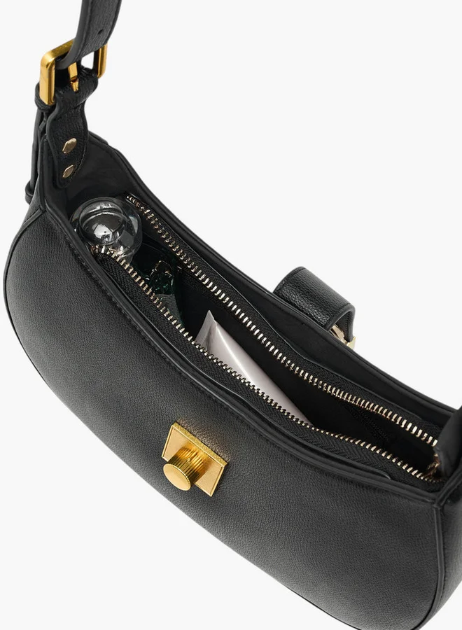 Flora Bella By Shoexpress Solid Shoulder Bag with Adjustable Strap and Zip Closure