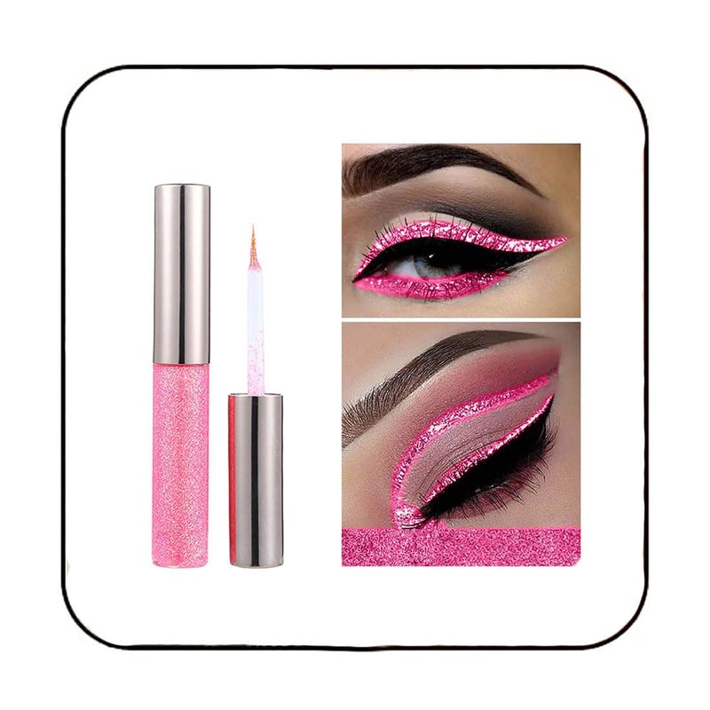 Edanta Glitter Liquid Eyeliner Shimmer Eye Liner Metallic Cosplay Eyeshadow Cosmetics for Women and Girls Pack of 1 BPink