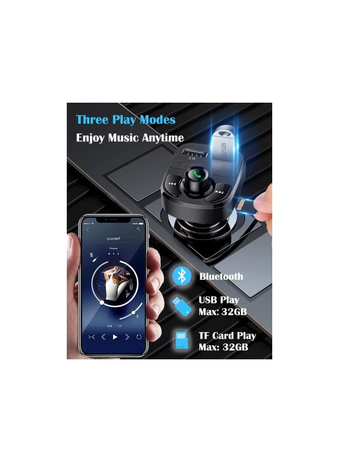 Zaboon Call Car Charger,Wireless Bluetooth FM Transmitter Radio Receiver,Mp3 Audio Music Stereo Adapter,Dual USB Port Charger Compatible for All Smartphones,Samsung Galaxy,LG,HTC,etc.  - Image 3
