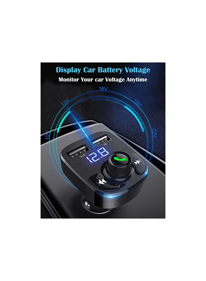 Zaboon Call Car Charger,Wireless Bluetooth FM Transmitter Radio Receiver,Mp3 Audio Music Stereo Adapter,Dual USB Port Charger Compatible for All Smartphones,Samsung Galaxy,LG,HTC,etc.  - Image 4