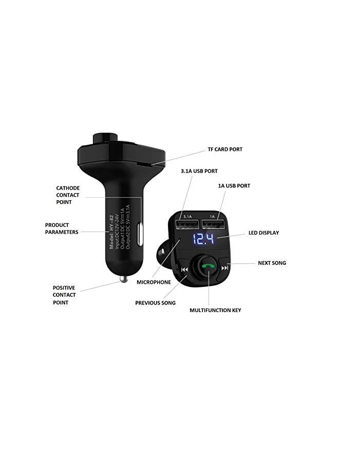 Zaboon Call Car Charger,Wireless Bluetooth FM Transmitter Radio Receiver,Mp3 Audio Music Stereo Adapter,Dual USB Port Charger Compatible for All Smartphones,Samsung Galaxy,LG,HTC,etc.  - Image 2