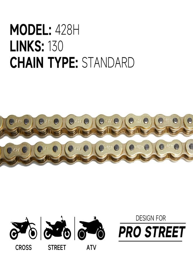 HILAKE 428 Motorcycle Chain 130 Links Non O-Ring with Connecting Master Link and Chain Breaker Heavy Duty Drive Chain for Motorcycle Bicycle Go Kart Mini Trail Bike - Image 2