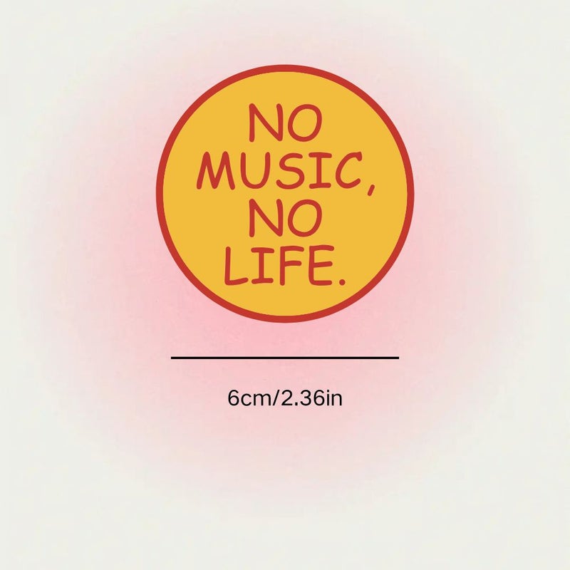 Light Film 1pc Yellow Background Round No Music No Life Vinyl Decal Matte Finish Self Adhesive Bumper Sticker For Car Window Laptop Truck Van Water Bottle - Image 3