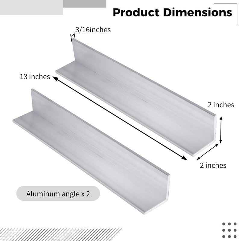 2 Pack 13 Inch Aluminum Angle Strips 3 16 Inch Thick Structural Support Brackets - Image 5