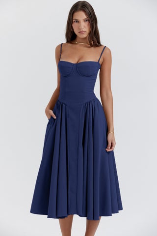 2024 Amazon Cross-border Skirt Retro Fashion dress Dopamine Court Style Wear French Sling Long Skirt Navy blue - pzsku/Z56BF6277F979639051FDZ/45/1746220474/a50f6a21-eb42-4c68-bf12-1dd893460a14