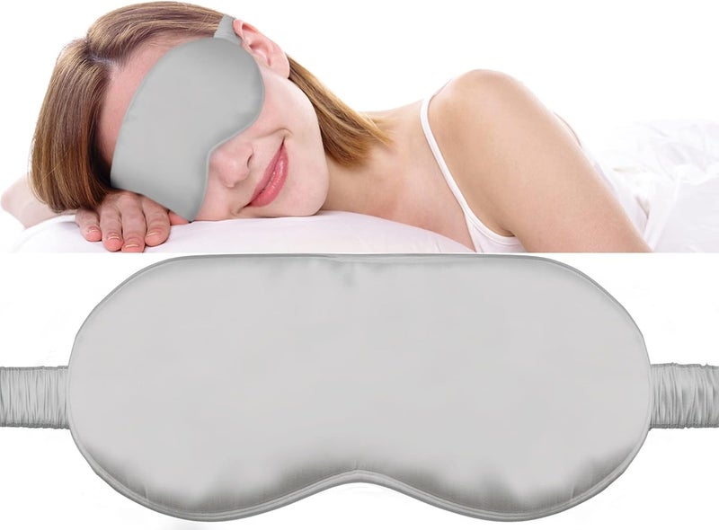 Fusion5 Silk Eye Mask with Elastic Band  100 Pure Mulberry Sleep Mask  25 Momme AntiAging Hypoallergenic Blocks Light  Soft  Smooth Night Eye Cover for Sleeping  Travel with Box