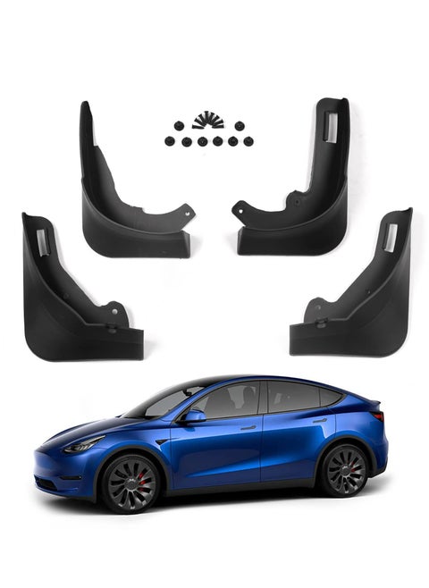 Mud Flaps Splash Guards Fender, Front Rear Mudguard Kit Auto Fender Mudflaps with Screws Full Protection Customized No Need to Drill Holes Fit for Tesla Model Y Set of 4