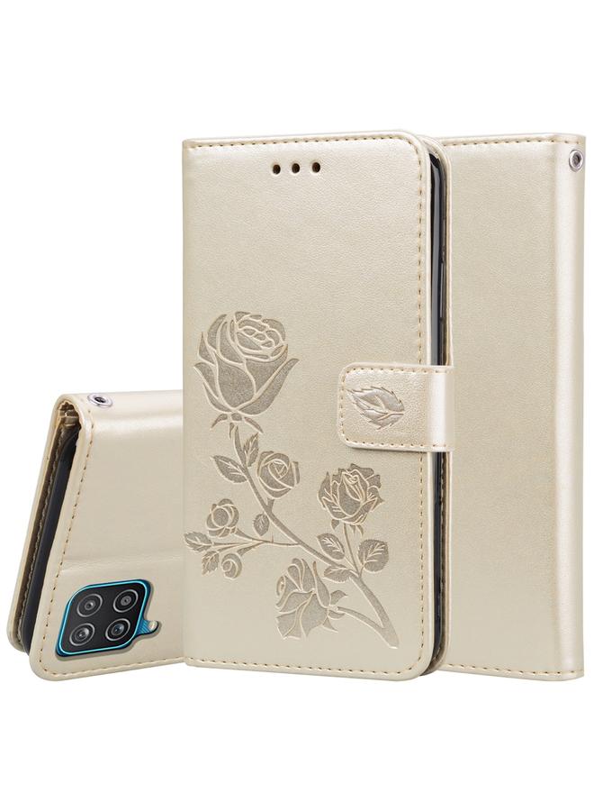 erorex Case For Samsung Galaxy A12 Rose Embossed Horizontal Flip PU Leather Case with Holder & Card Slots & Wallet - Image 1