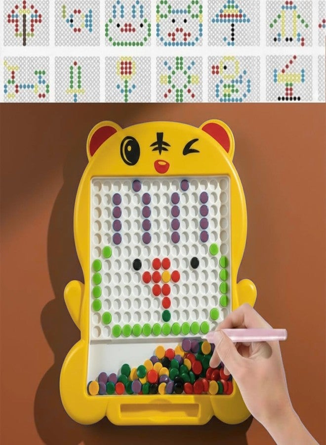 SELOME Magnetic Drawing Board for Kids Big Size Doodle Board with 80 Beads & Magnetic Pen Educational Writing & Drawing Toy Mess-Free Learning Toy for Boys & Girls Multicolor - Cat (Green) - Image 3