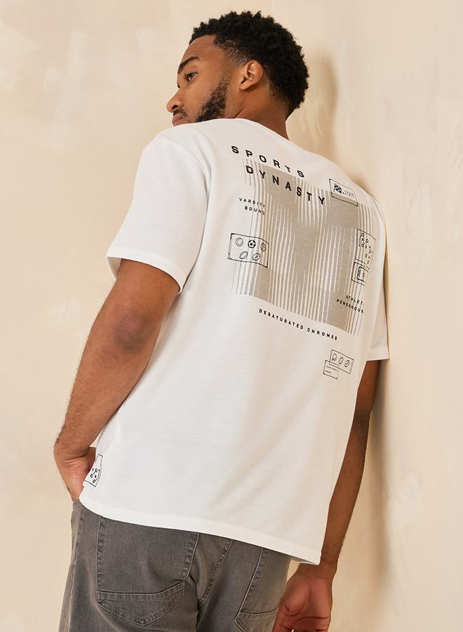 ستايلي تيشيرت أوفرسايز برسومات أمامية وخلفية من التيري - Image 1