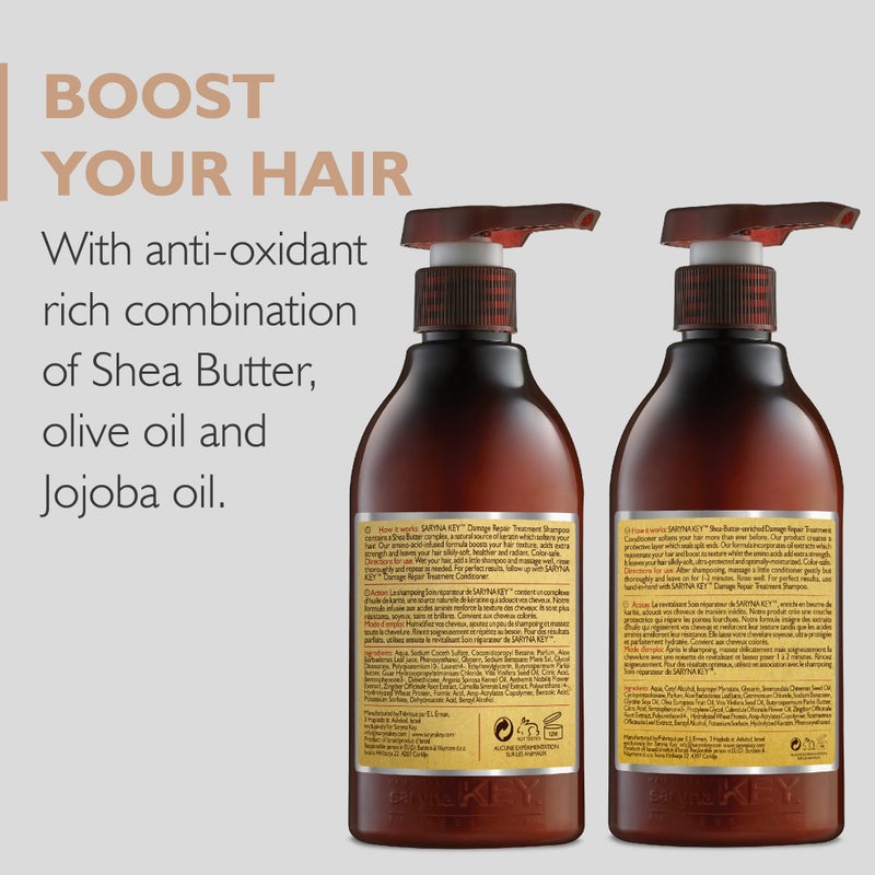 Saryna Key Damage Repair Treatment Shampoo and Conditioner Set with Pure African Shea Butter Hair Conditioner for Dry frizzy Damaged Hair - Moisturizing Hydrating Shampoo for Women, Men (500ml/16.9) - Image 2