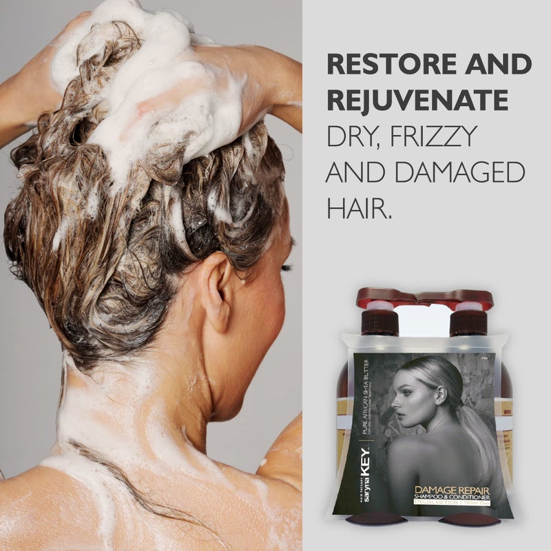 Saryna Key Damage Repair Treatment Shampoo and Conditioner Set with Pure African Shea Butter Hair Conditioner for Dry frizzy Damaged Hair - Moisturizing Hydrating Shampoo for Women, Men (500ml/16.9) - Image 3