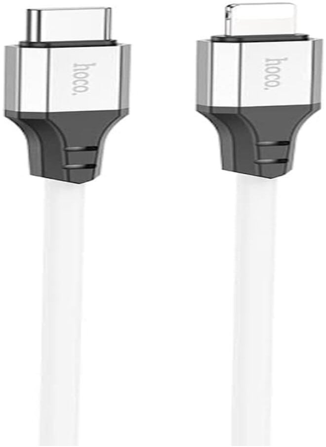Hoco Hoco X86 - Spear PD Silicone Fast Charging And Data Transmittion Cable (20W - 1M), USB-C To Lightning Plug, Compatible With Apple iPhone iPad Airpods - White 