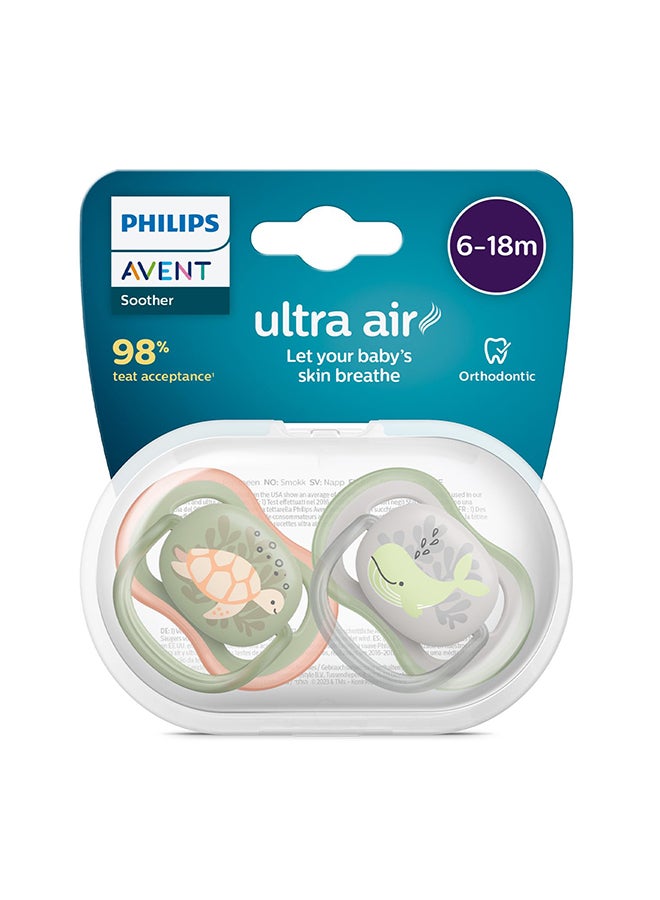 Philips Avent Pacifier Ultra air |Lets Your Baby's Skin Breathe | Orthodontic & BPA Free |2 Pack |6-18m | SCF085/60 - Image 1