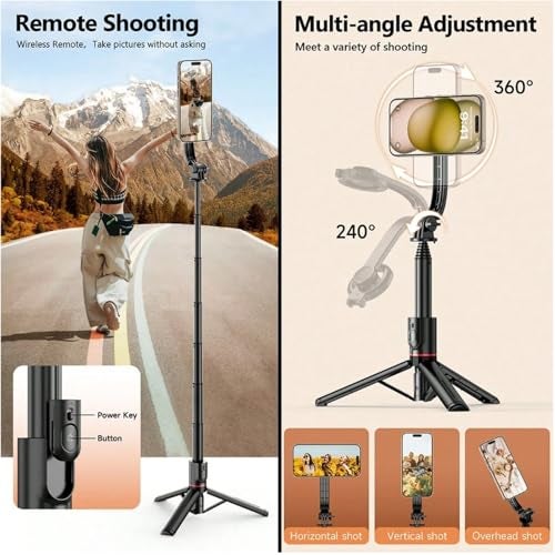 Kratos 41 Inch Magnetic Tripod Stand for iPhone, Aluminum Tripod with Strong Magnetic Holder for MagSafe Design Mobile Phones, 360° Rotation, BT Remote for Selfies, Vlogging & Travel - Image 5
