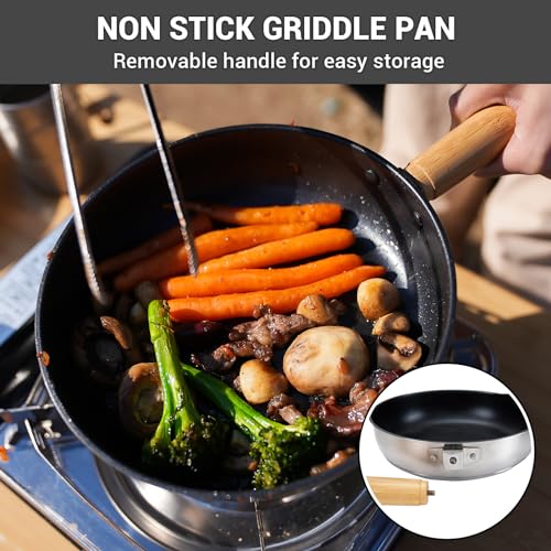 KingCamp Camping Cookware Set, 304 Stainless Steel Campfire Cooking Pots Pan and Kettle with Travel Tote Bag for Camping Outdoor Kitchen Cooking Picnic for 4-6 - Image 5