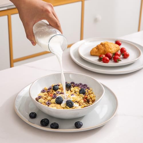 AmorArc Ceramic Dinnerware Sets,Handmade Reactive Glaze Stoneware Plates and Bowls Set,Highly Chip and Crack Resistant | Dishwasher & Microwave Safe,Service for 4 (12pc) - Image 4