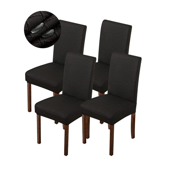 WATERPROOF CHAIR COVERS FOR DINING ROOM DINING CHAIR COVERS KITCHEN PARSONS CHAIR COVERS BLACK 4 PCS
