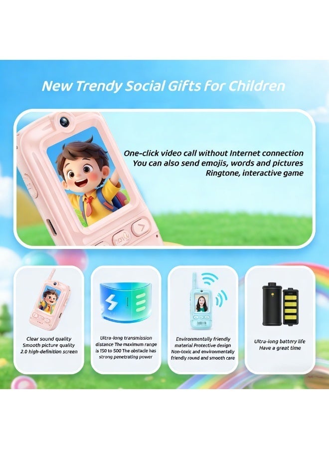 كلوزيلي 2 قطع لعبة صوتية للأطفال، لعبة اتصال فيديو قابلة لإعادة الشحن، جهاز اتصال لاسلكي للتحكم عن بُعد، بطارية بسعة 650mAh تدوم طويلاً، جهاز نداء صوتي بعيد المدى، دردشة فيديو، لعبة ممتعة مع مغير الصوت، لعبة عائلية تفاعلية للاستخدام داخل المنزل وخارجه، ألعاب تفاعلية للأولاد والبنات، هدية عيد ميلاد / هدية للعطلات. - Image 3