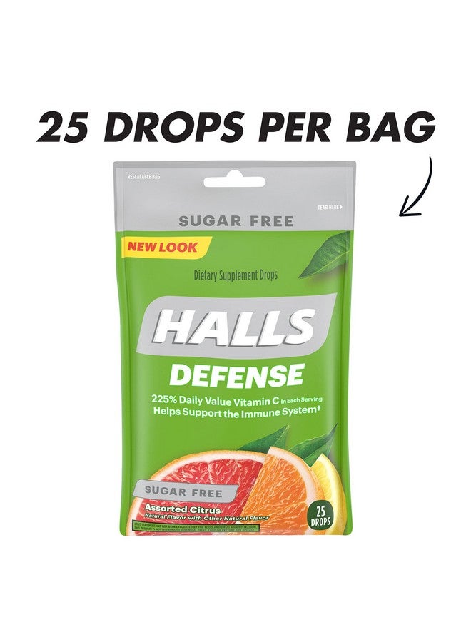 HALLS Defense Assorted Citrus Sugar Free Vitamin C Drops, Dietary Supplement Drops, 12 Bags of 25 Drops (300 Total Drops) - Image 2