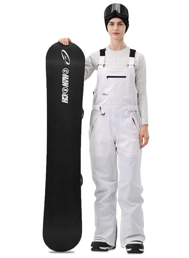 HIGH EXPERIENCE Women Ski Bib Snowboard Pants Snow Overalls Waterproof Windproof Insulate Warm Winter, White, M - Image 3