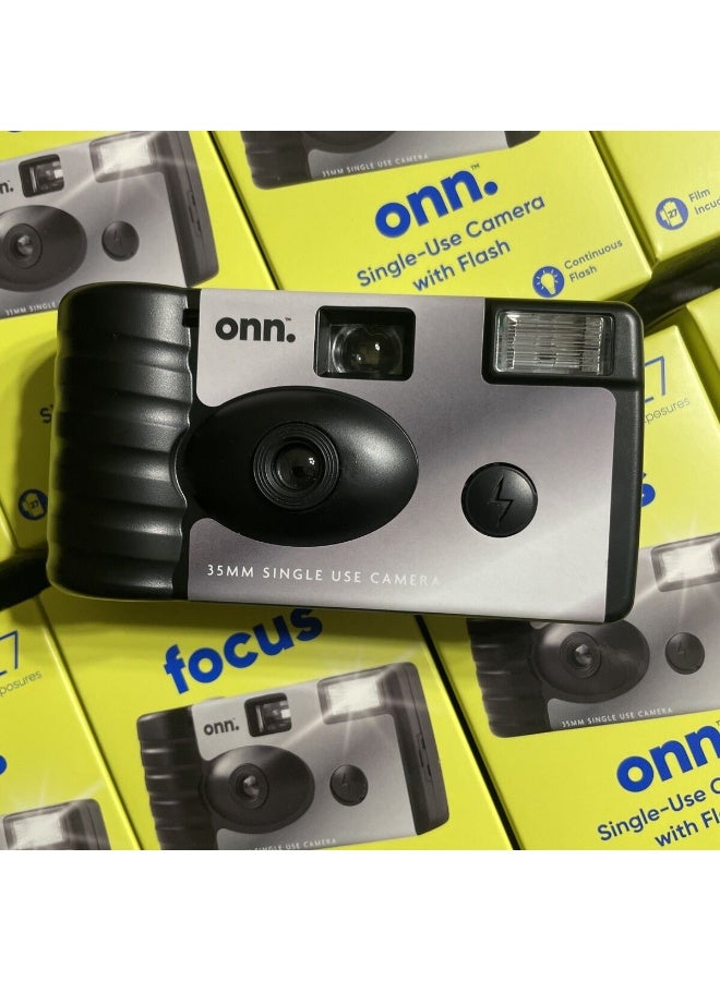 او ان ان كاميرا تركيز للاستخدام مرة واحدة، مقاس 35 ملم، بدقة 5 ميجابكسل، مع فلاش، مزودة بفيلم مُحمّل مسبقًا، 27 لقطة، سهلة الاستخدام بنظام التصوير والتصويب، باللون الأسود. - Image 5