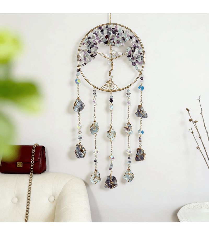 Bohemian Fluorite Love Dreamcatcher Handmade Wind Chime Home Decor Gift - Image 2