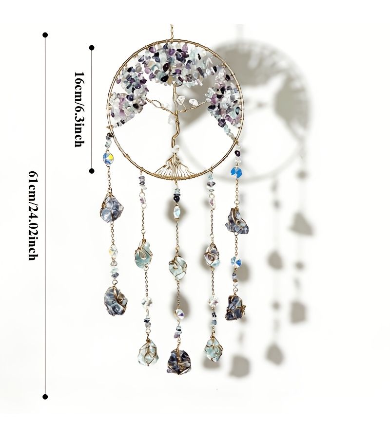 Bohemian Fluorite Love Dreamcatcher Handmade Wind Chime Home Decor Gift - Image 5
