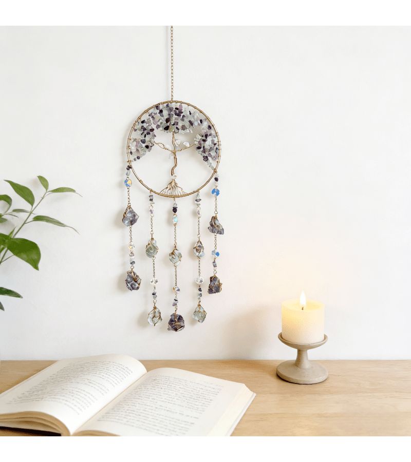 Bohemian Fluorite Love Dreamcatcher Handmade Wind Chime Home Decor Gift - Image 3