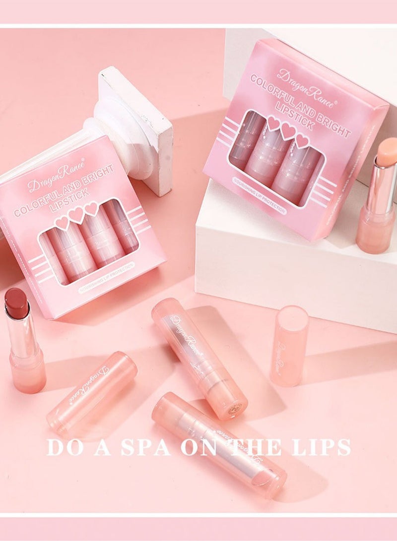 Dragon Ranee 4Pcs Colorful and Bright Lipstick Set, Color Changing Lip Glaze, High-Shine Clear Lip Balm Makeup - Image 4