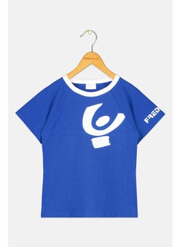 Kids Girl Short Sleeve Brand Logo Top, Blue