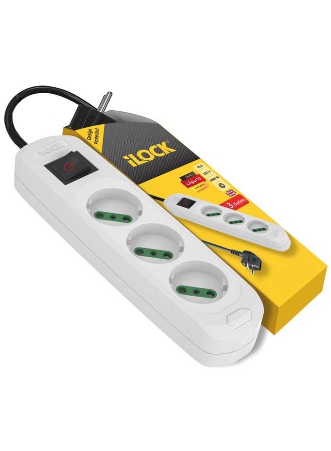 iLOCK 3-Outlet Power Strip – 3500W, 16A – 1.5m Cable - Image 1