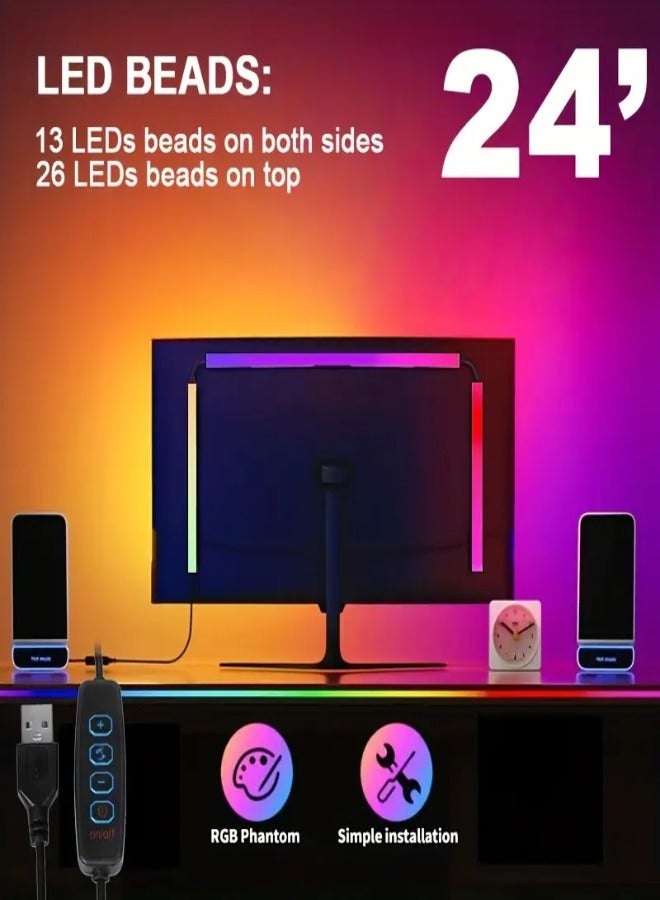 AROAQ 3-in-1 24-inch Display with RGB Ambient Creative Smart Light, RGB Phosphorescent Screen Light, USB Powered, 4-Key USB Wired Dimming Color Mode for Office Gaming and Showcase Decorative Vivid Lighting Set - Image 1