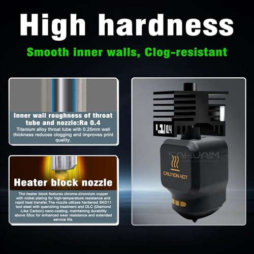 Sahvaim 4Pack 02040608MM H2 SeriesX2DP2S Hotend for Bambu Lab H2DH2SH2C ComboX2DP2S 3D Printer High Temperature Quick Swap Hardened Steel Nozzle Replacement 3D Printer Extruder - Image 3