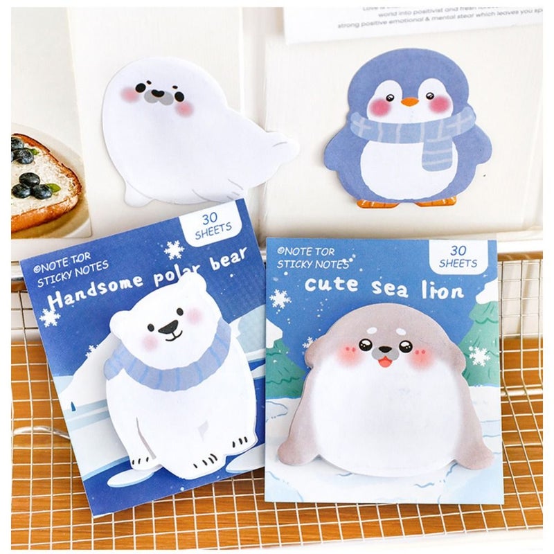 Sea Lion Penguin Sticky Notes Reusable Adhesive Memo Pads For Students Office 2pcs - Image 5