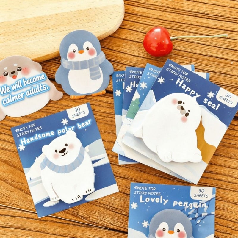 Sea Lion Penguin Sticky Notes Reusable Adhesive Memo Pads For Students Office 2pcs - Image 4