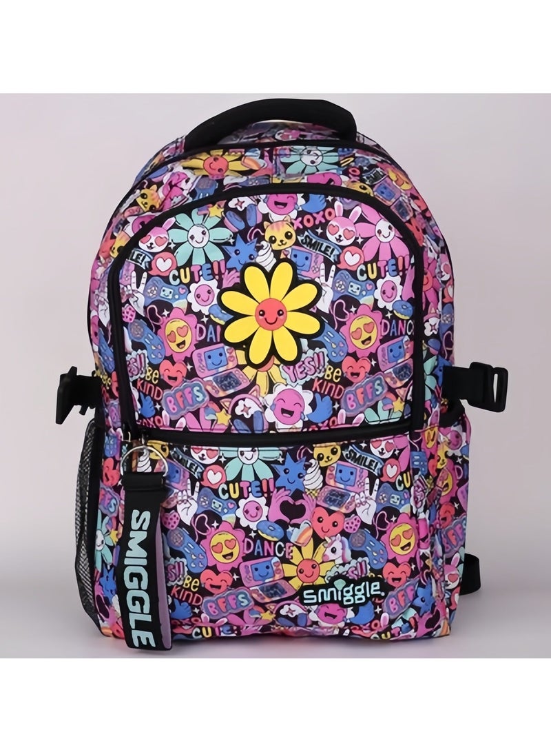 Smiggle Girls Cartoon Print Student Schoolbag Primary and Secondary School Children's Backpack Outdoor Leisure Bag Backpack 42*30CM