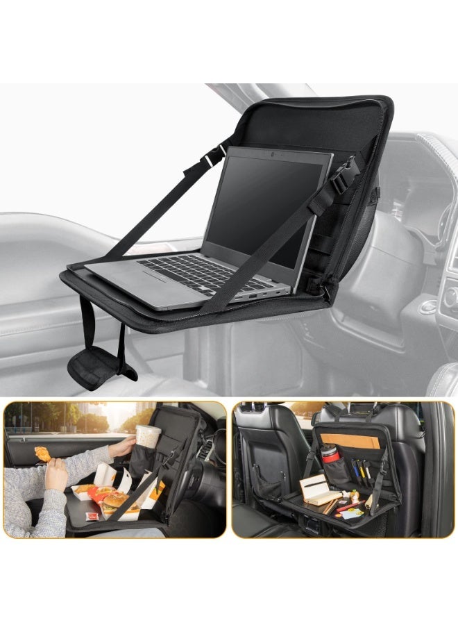 YelaJoy 42*30CM Car Eating Tray, 3 in 1 Steering Wheel Eating Tray, Car Back Seat Laptop Desk, Multifunctional Office Bag, Car Work Table for Writing, Car Organizer for Kids, Commuters, Family - Image 1