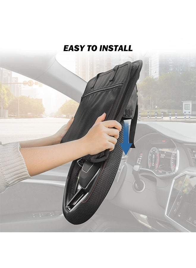 YelaJoy 42*30CM Car Eating Tray, 3 in 1 Steering Wheel Eating Tray, Car Back Seat Laptop Desk, Multifunctional Office Bag, Car Work Table for Writing, Car Organizer for Kids, Commuters, Family - Image 3