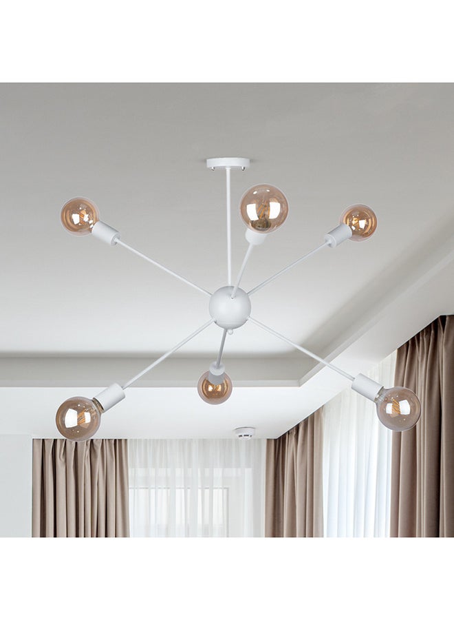 الروضة للإضاءة نجفة شمس 6 لمبة | حديث ديكور LED E27 معلقة مصباح سقف اضاءة داخلية مصباح معلق دلاية سقف مودرن نجفة | مناسبة لأي غرفة | | اللون: أبيض | المقاس: 65x90 سم