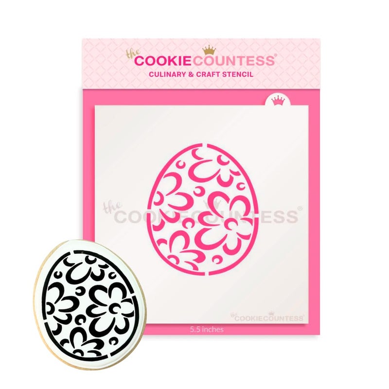 The Cookie Countess Easter Egg Flowers PYO Stencil Drawn by Krista