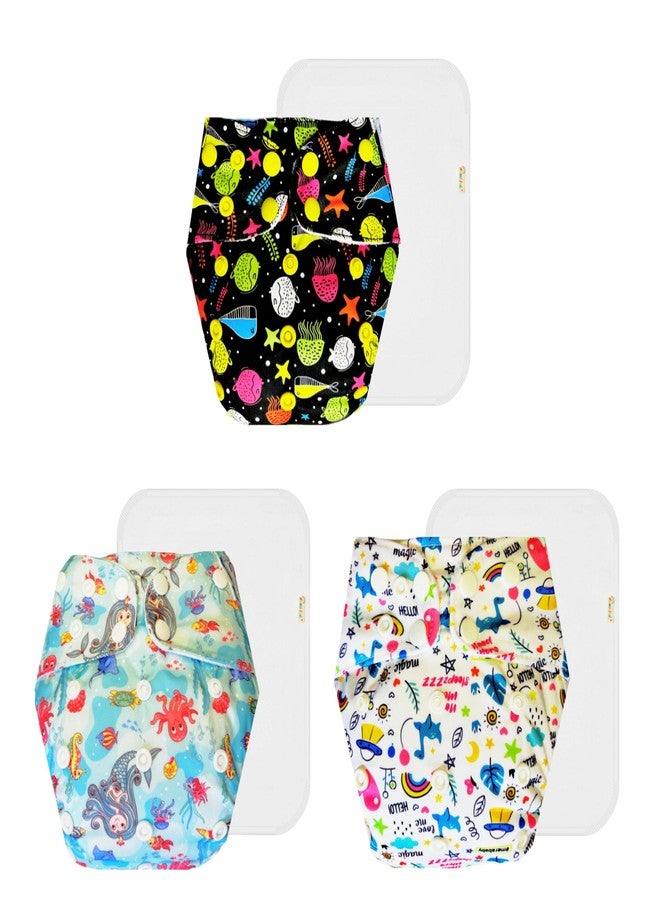 Dumbledo Premium Cloth Diaper with Cotton Insert (Pack of 3) | Hypoallergenic | Leakproof | Easy to Clean | Everyday Diapering Essential | 3 Months - 3 Years | Unisex Baby - Image 1