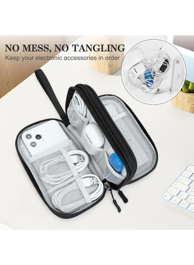 Portable multifunctional double-layer technology equipment storage bag, travel storage bag, can hold cables, power banks, chargers, and small gadgets - Image 3