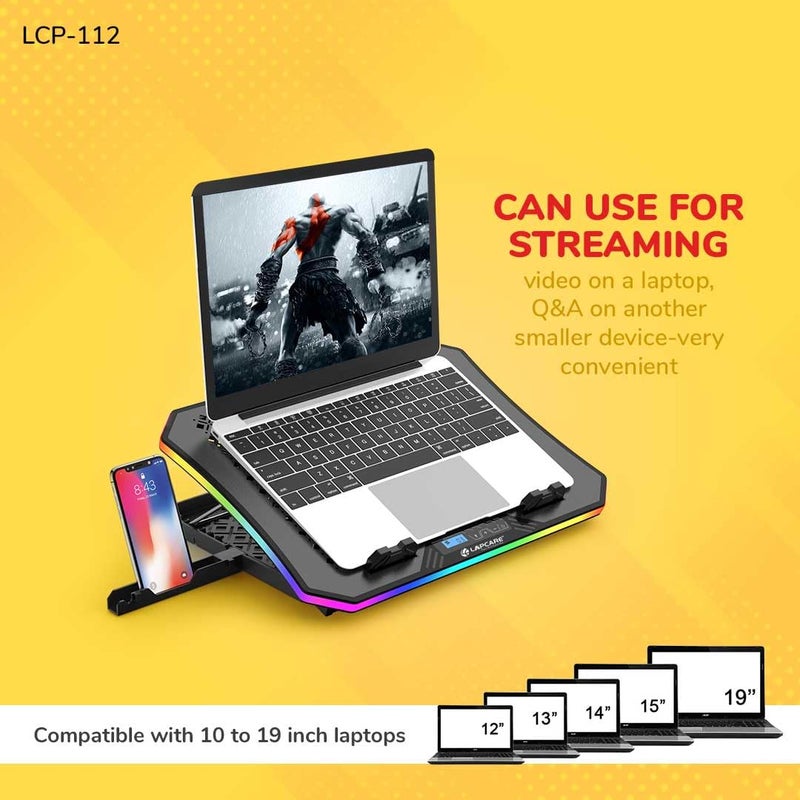 Lapcare وسادة تبريد Winner PRO RGB مع 6 مراوح لحامل اللابتوب، أسود - Image 5