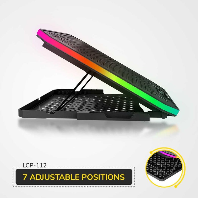 Lapcare وسادة تبريد Winner PRO RGB مع 6 مراوح لحامل اللابتوب، أسود - Image 4