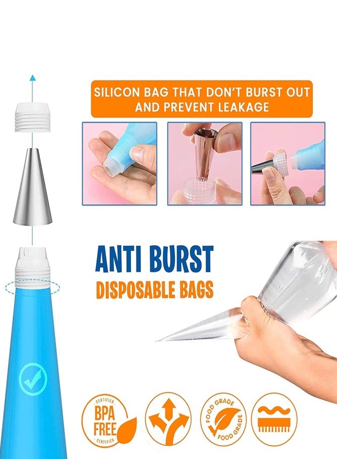 BELLSBERRY 74PCS Cake Decorating Kit with 48 Icing Tips Reusable Bag Piping Bags Couplers Flower Nails and eBook - Image 4