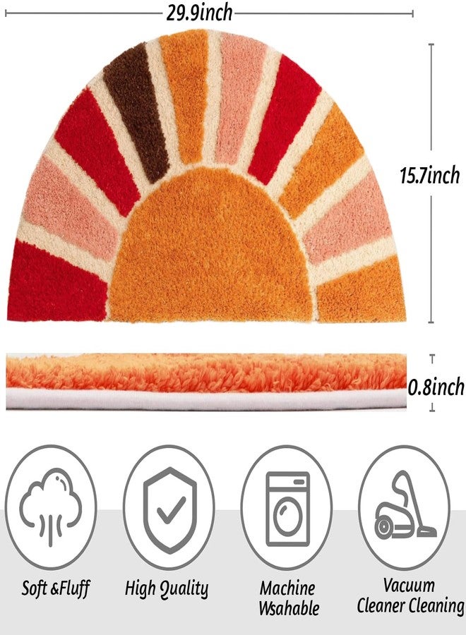Could Spark Boho Sun Half Circle Rainbow Bath Mat Rug,Sun Bathroom Rug,Rainbow Door Mat,Bath Mat Half Circle Boho,Floor Mat Colorful for Home Bathroom Kitchen - Image 2